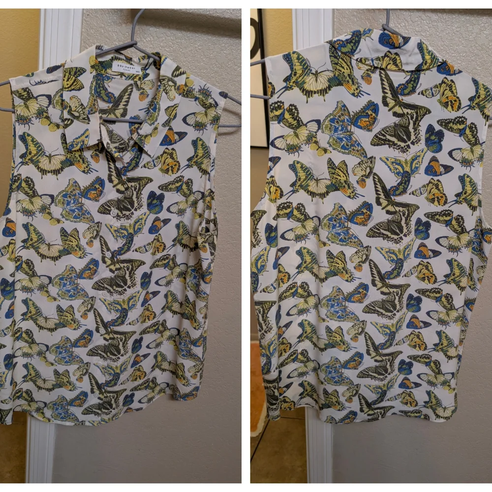 Equipment Multicolor Butterfly Print Blouse - Picture 4 of 7